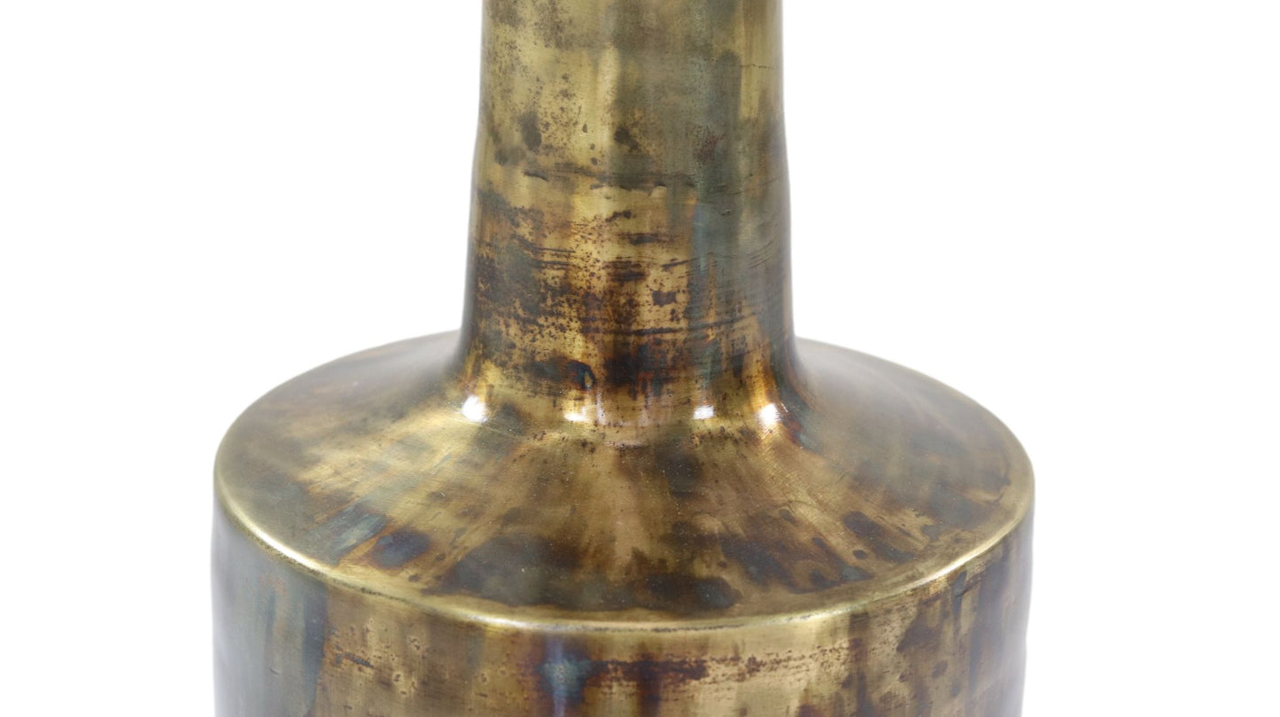 vaas bergamo medium - ø20x65 - messing antiek goud - metaal
