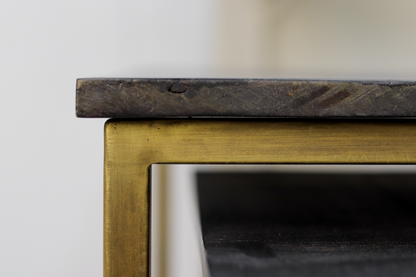 Vierkante salontafel Finnley - 70x70 cm - black wash/antique gold - set van 2