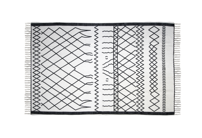 Vloerkleed - katoen - 180x120 cm - wit/zwart