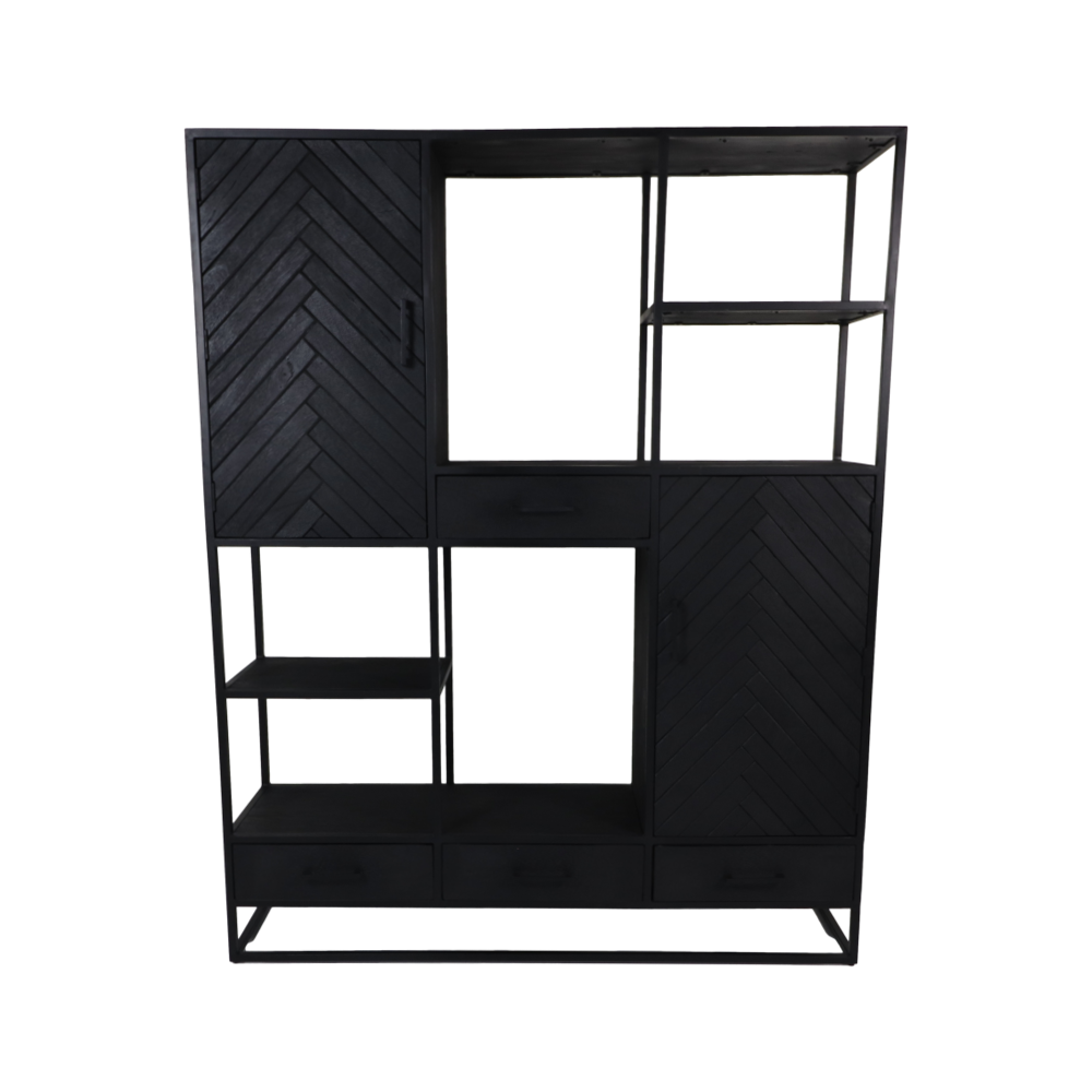 wall cabinet verona - 160x40x200 - black - mango wood/iron