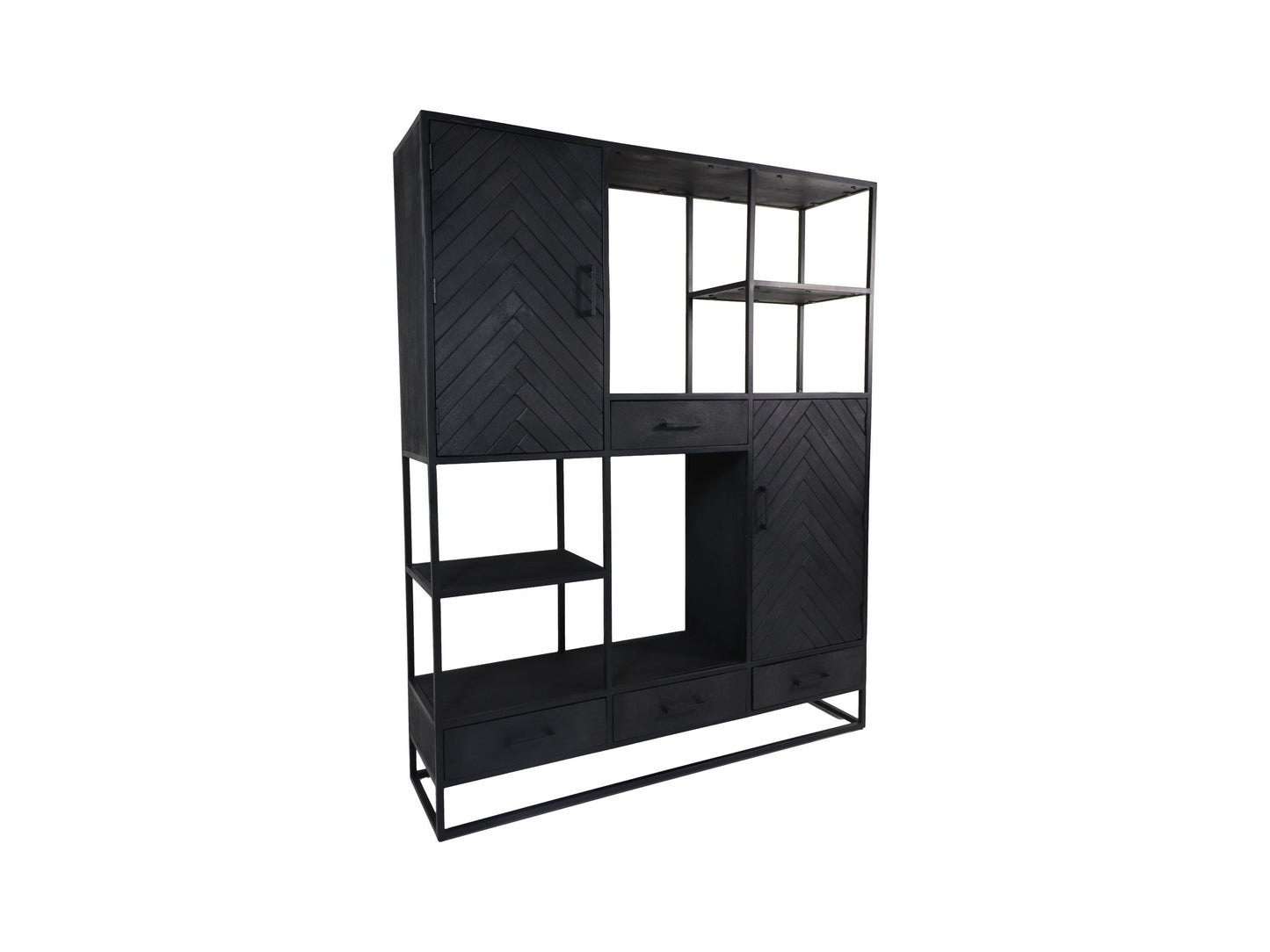 wall cabinet verona - 160x40x200 - black - mango wood/iron