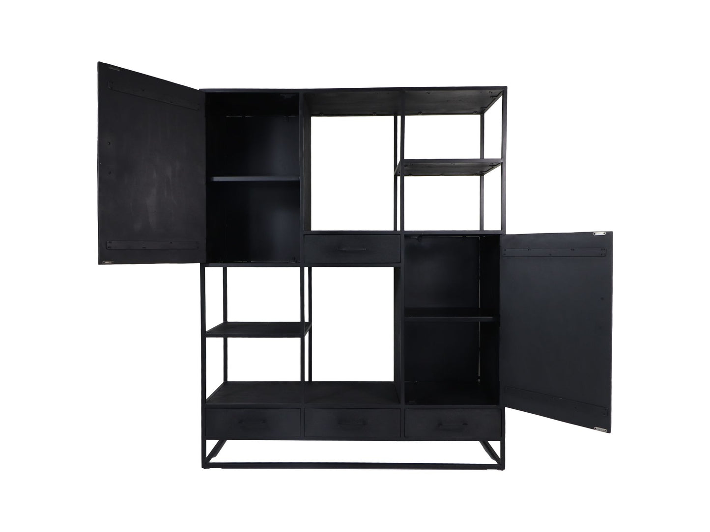 wall cabinet verona - 160x40x200 - black - mango wood/iron