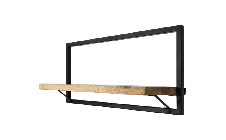 wall shelf levels - 70x32 cm - mango wood/iron