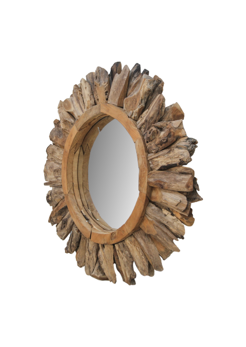 wall mirror sun - ø108 cm - teak root wood