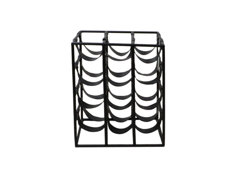 wine rack 12 bottles - 32x33x40 - black - metal/faux leather