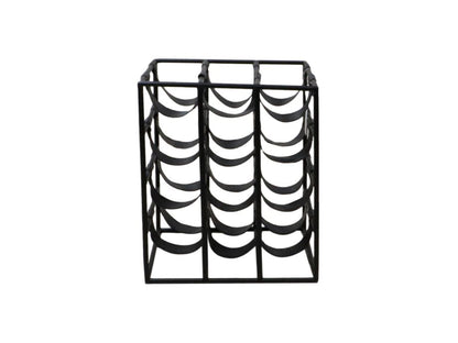 Wine rack 12 bottles - 32x33x40 - Black - Metal/Faux leather