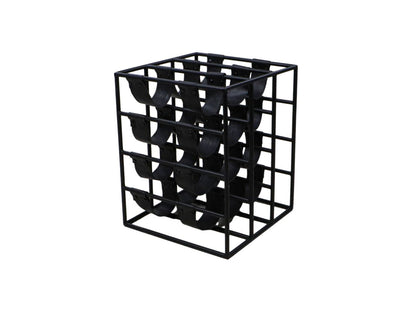 Wine rack 12 bottles - 32x33x40 - Black - Metal/Faux leather