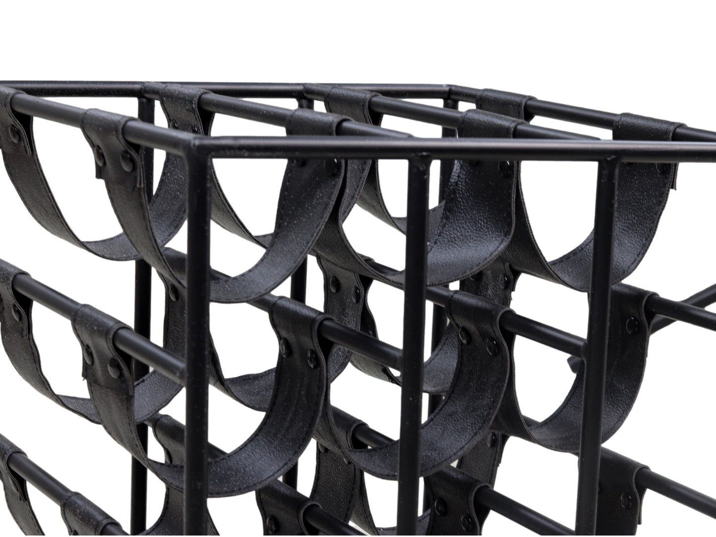 wine rack 12 bottles - 32x33x40 - black - metal/faux leather