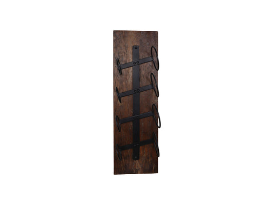 Wine rack 4 bottles - 20x14x65 - Brown/black - Old wood/metal