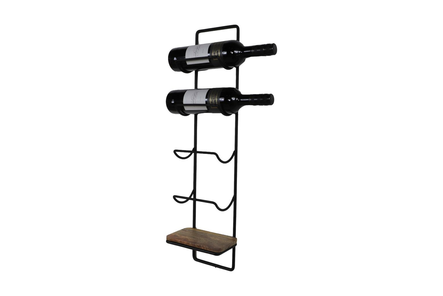 wine rack 5 bottles - 15x10x70 - natural/black - mango wood/metal