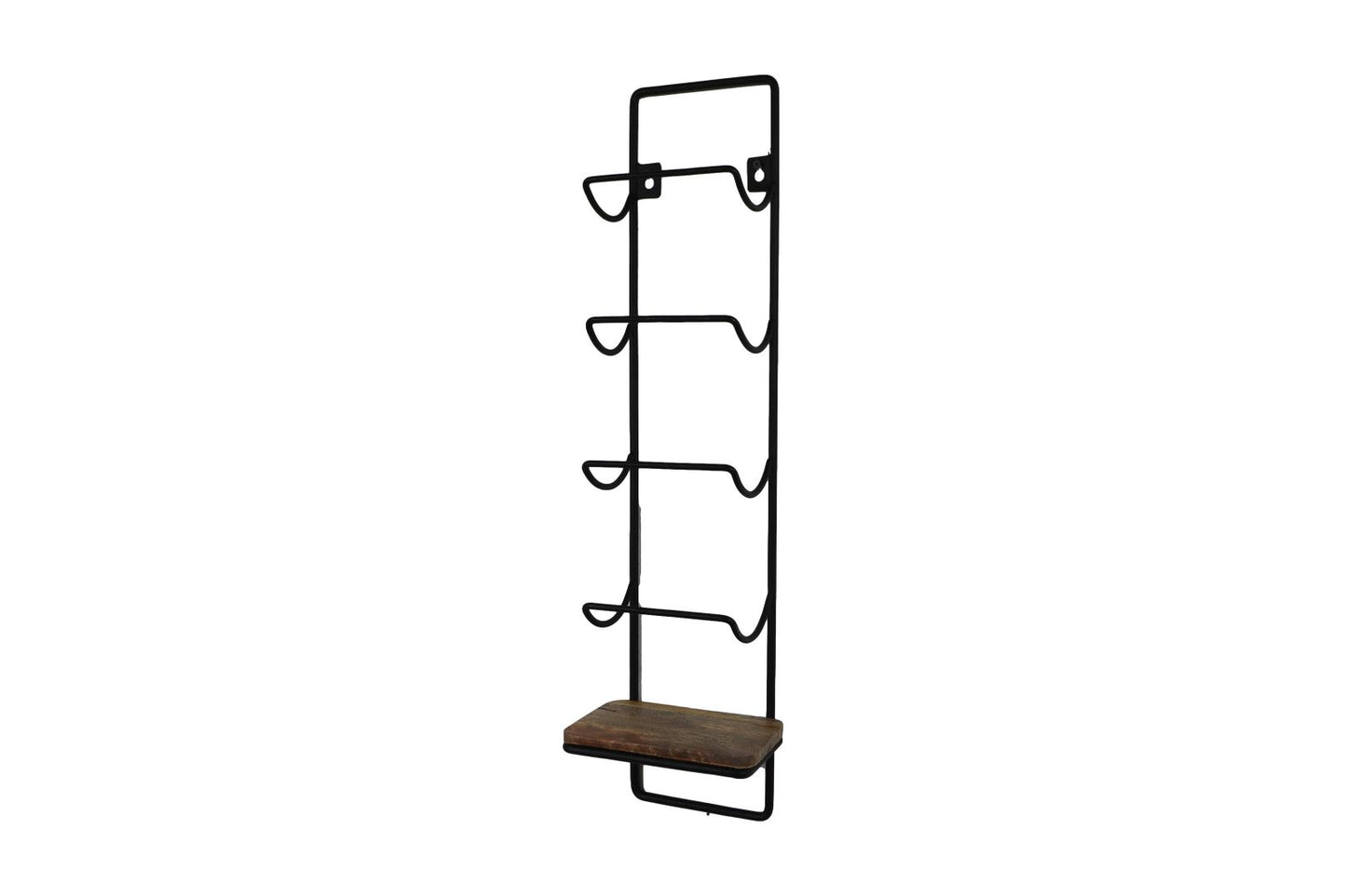 wine rack 5 bottles - 15x10x70 - natural/black - mango wood/metal